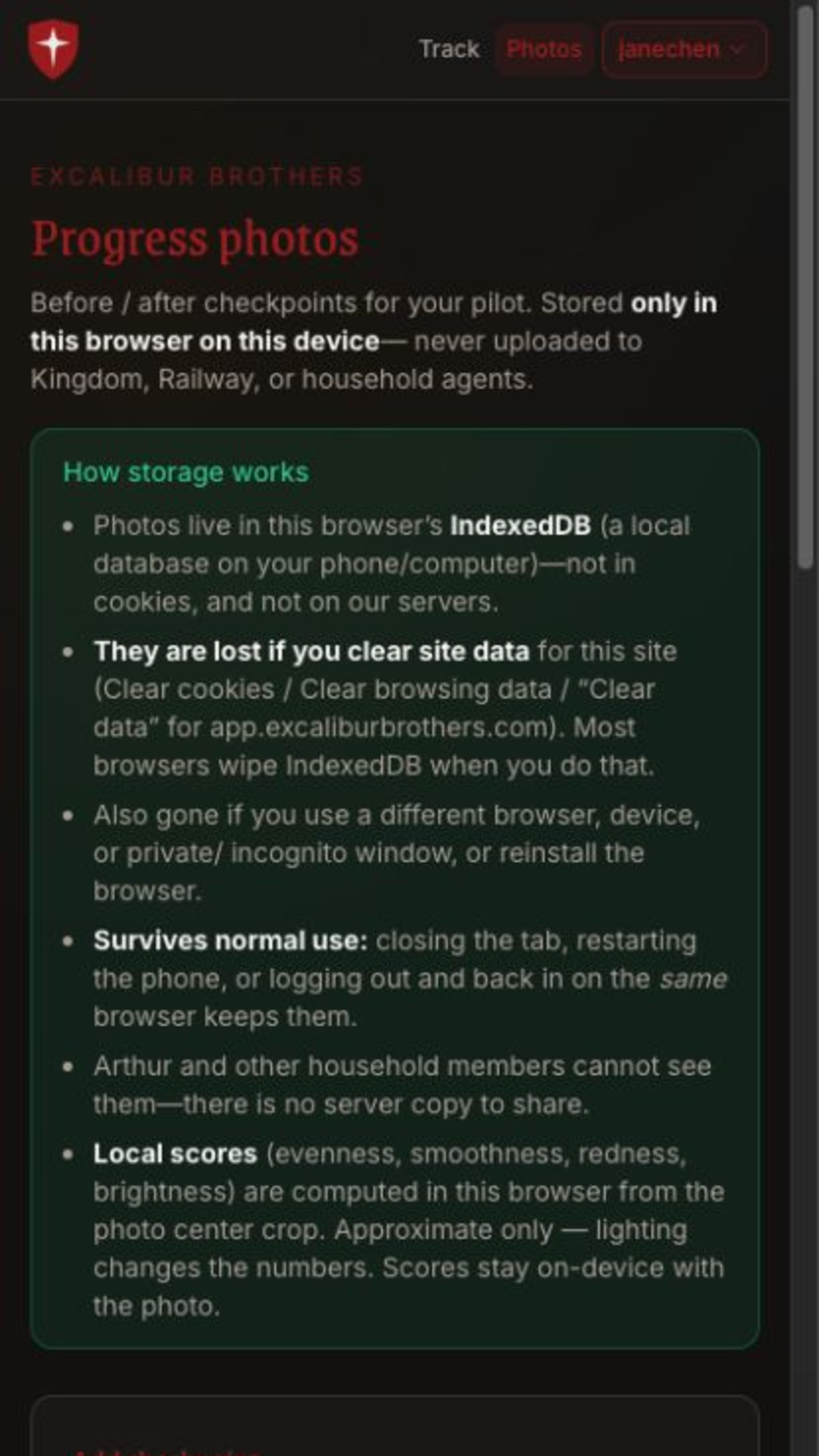 Compare progress privately screen in Kingdom