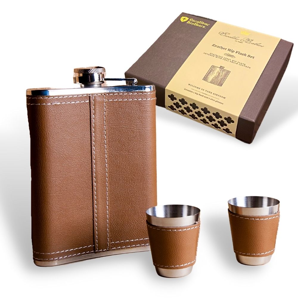 EB - Mens Leather Flask